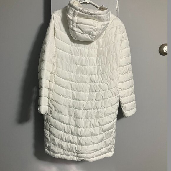 GAP White Cold Control Mid-Length Hooded Puffer Jacket Women's Size L - Picture 8 of 12